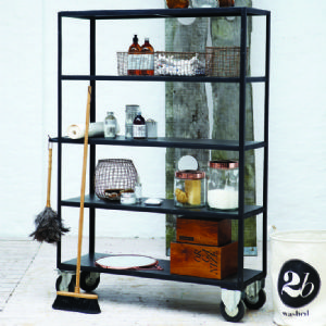 Industrial Iron and Wood Shelving Unit